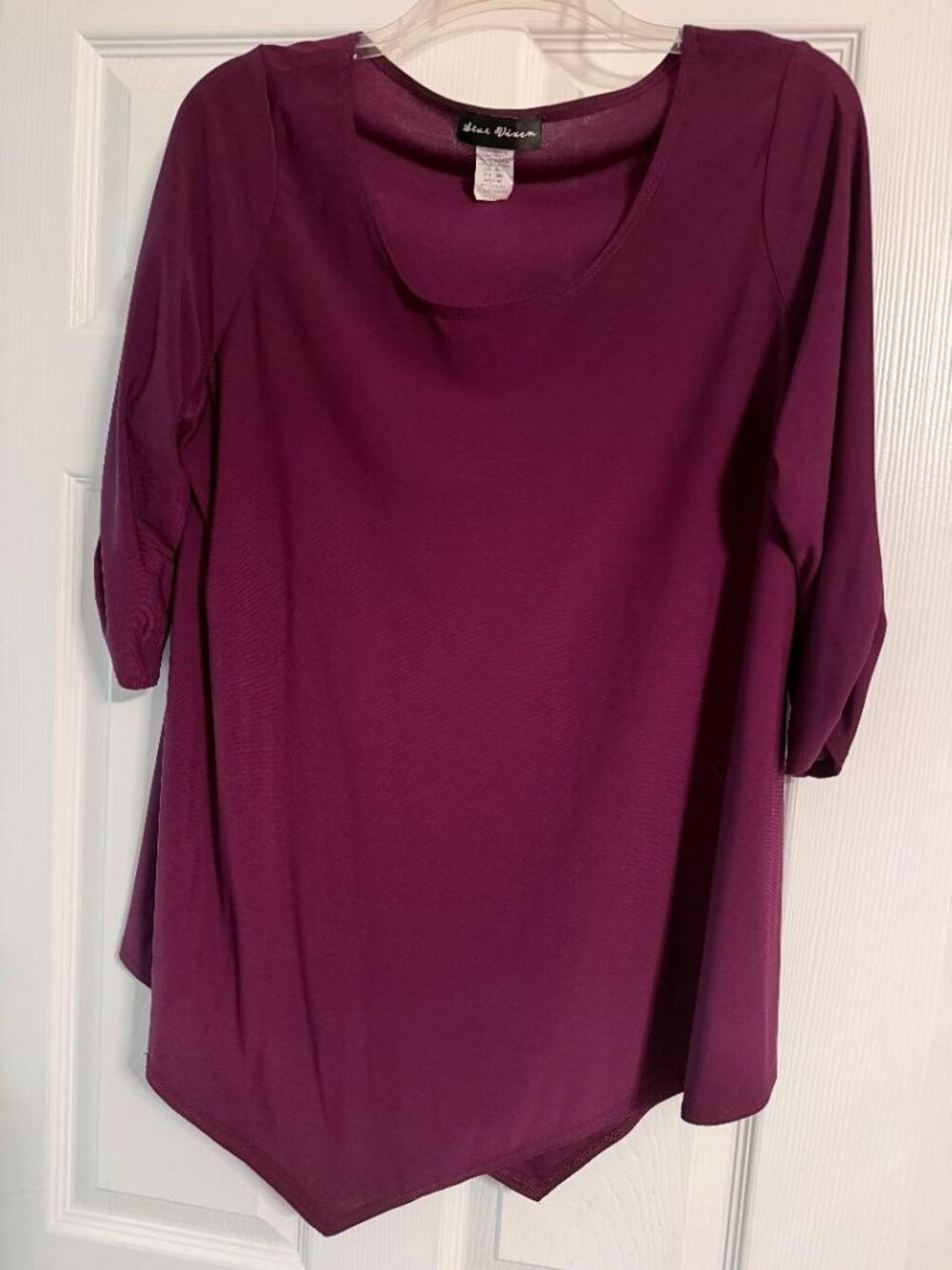 💜 Dark Plum Handkerchief Hem Blouse – Size 2X